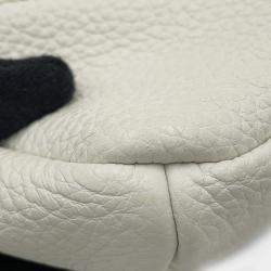 Pre Owned Prada Triangle Logo White Leather Crossbody Bag