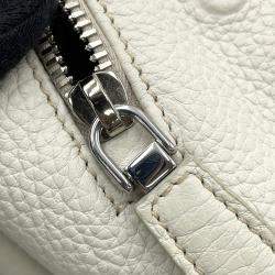 Pre Owned Prada Triangle Logo White Leather Crossbody Bag