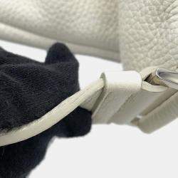Pre Owned Prada Triangle Logo White Leather Crossbody Bag
