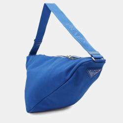 Pre Owned Prada Triangle Blue Canvas Messenger Bag