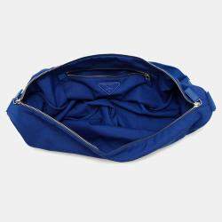 Pre Owned Prada Triangle Blue Canvas Messenger Bag
