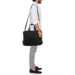 Pre Owned Prada Black Nylon and Saffiano Leather Briefcase