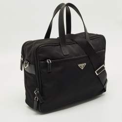 Pre Owned Prada Black Nylon and Saffiano Leather Briefcase