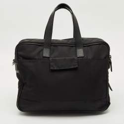 Pre Owned Prada Black Nylon and Saffiano Leather Briefcase