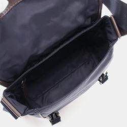 Pre Owned Prada Tessuto Camoscio Navy/Brown Nylon Leather Suede Shoulder Bag