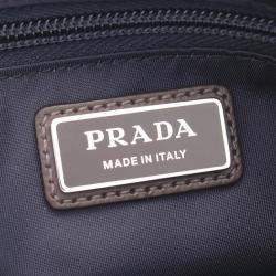 Pre Owned Prada Tessuto Camoscio Navy/Brown Nylon Leather Suede Shoulder Bag