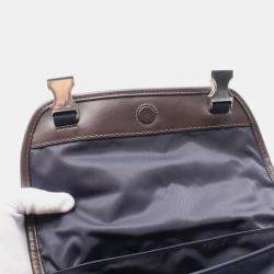 Pre Owned Prada Tessuto Camoscio Navy/Brown Nylon Leather Suede Shoulder Bag