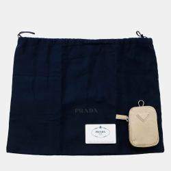 Pre Owned Prada Re-Nylon x Saffiano Beige Nylon Leather Shoulder Bag