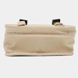 Pre Owned Prada Re-Nylon x Saffiano Beige Nylon Leather Shoulder Bag