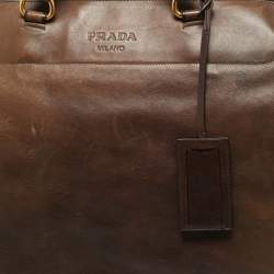 Pre Owned حقيبة برادا ويكندر جلد بني