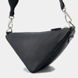 Pre Owned Prada Triangle Bag Black Leather Shoulder Bag 