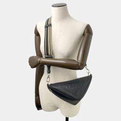 Pre Owned Prada Triangle Bag Black Leather Shoulder Bag 
