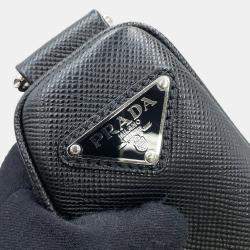 Pre Owned Prada Triangle Bag Black Leather Shoulder Bag 