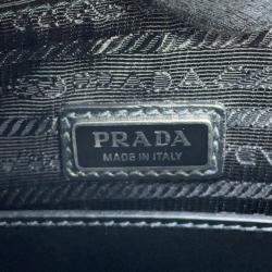 Pre Owned Prada Triangle Bag Black Leather Shoulder Bag 