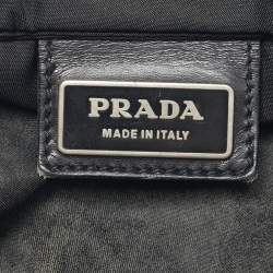 Pre Owned Prada Black Nylon Logo Zip Flat Messenger Bag