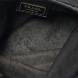 Pre Owned Prada Black Nylon Logo Zip Flat Messenger Bag