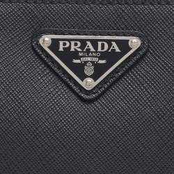 Pre Owned Prada Navy Blue Saffiano Leather Wristlet Pouch