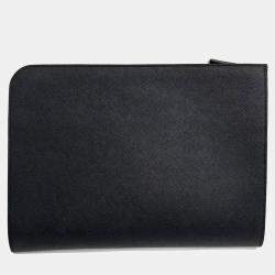 Pre Owned Prada Black Leather Saffiano Clutch