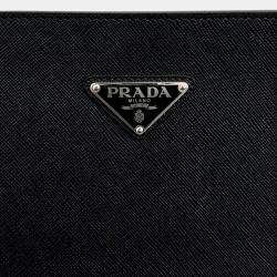 Pre Owned Prada Black Leather Saffiano Clutch