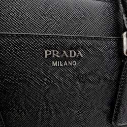 Pre Owned Prada Black Leather Saffiano Briefcase