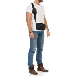 Pre Owned Prada Black Saffiano Lux Leather and Re-Nylon Brique Crossbody Bag