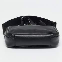 Pre Owned Prada Black Saffiano Lux Leather and Re-Nylon Brique Crossbody Bag