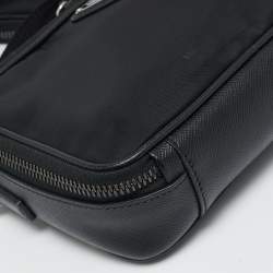 Pre Owned Prada Black Saffiano Lux Leather and Re-Nylon Brique Crossbody Bag