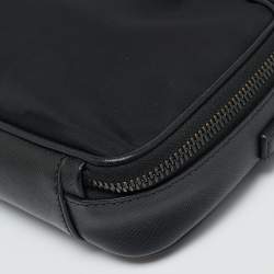 Pre Owned Prada Black Saffiano Lux Leather and Re-Nylon Brique Crossbody Bag