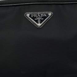 Pre Owned Prada Black Saffiano Lux Leather and Re-Nylon Brique Crossbody Bag