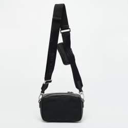 Pre Owned Prada Black Saffiano Lux Leather and Re-Nylon Brique Crossbody Bag