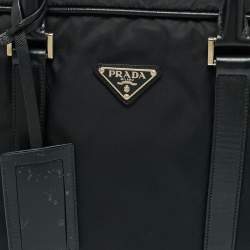 Pre Owned Prada Black Saffiano Lux Leather and Nylon Laptop Briefcase Bag