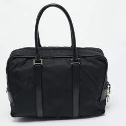 Pre Owned Prada Black Saffiano Lux Leather and Nylon Laptop Briefcase Bag