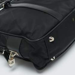 Pre Owned Prada Black Saffiano Lux Leather and Nylon Laptop Briefcase Bag