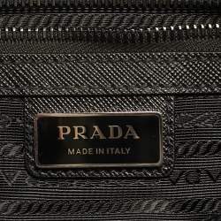 مملوكة مسبقًا حقيبة برادا ماسنجر نايلون أسود وجلد سافيانو