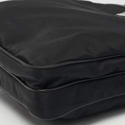 مملوكة مسبقًا حقيبة برادا ماسنجر نايلون أسود وجلد سافيانو