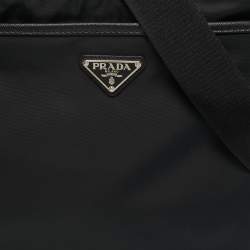 مملوكة مسبقًا حقيبة برادا ماسنجر نايلون أسود وجلد سافيانو