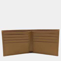 مملوكة مسبقًا Prada Brown Green Leather fabric bi-fold wallet