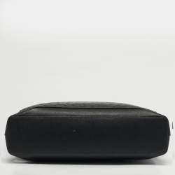 مملوكة مسبقًا Prada Black Ostrich Leather and Saffiano Leather Briefcase 