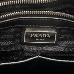 مملوكة مسبقًا Prada Black Ostrich Leather and Saffiano Leather Briefcase 
