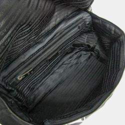 Pre Owned حقيبة كتف برادا نايلون تسوتو جلد أسود