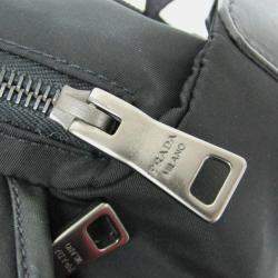 Pre Owned حقيبة كتف برادا نايلون تسوتو جلد أسود