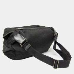 Pre Owned حقيبة كتف برادا نايلون تسوتو جلد أسود