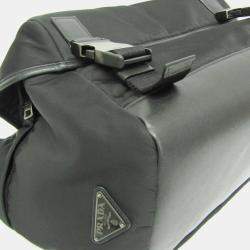 Pre Owned حقيبة كتف برادا نايلون تسوتو جلد أسود