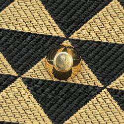 Pre Owned حقيبة سفر برادا قماش تطريز الرموز بيج/أسود جلد سافيانو