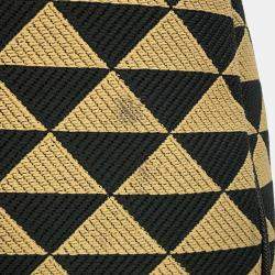 Pre Owned حقيبة سفر برادا قماش تطريز الرموز بيج/أسود جلد سافيانو