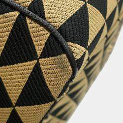 Pre Owned حقيبة سفر برادا قماش تطريز الرموز بيج/أسود جلد سافيانو