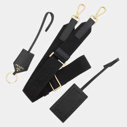 Pre Owned حقيبة سفر برادا قماش تطريز الرموز بيج/أسود جلد سافيانو