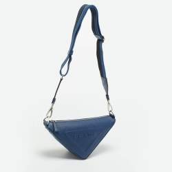 Pre Owned حقيبة كروس برادا جلد سافيانولكس أزرق بحري