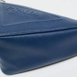 Pre Owned حقيبة كروس برادا جلد سافيانولكس أزرق بحري