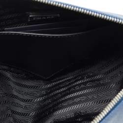 Pre Owned حقيبة كروس برادا جلد سافيانولكس أزرق بحري